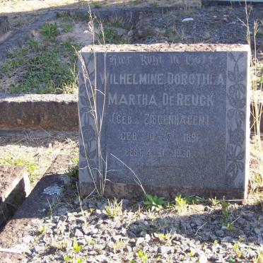 REUCK Wilhelmine Dorothea Martha, de nee ZIEGENHAGEN 1891-1960