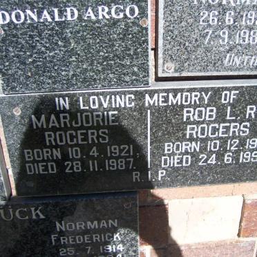 ROGERS Rob L.R. 1917-1994 &amp; Marjorie 1921-1987