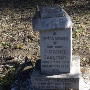 SAAYMAN Elizabeth 1930-1930 :: SAAYMAN Walter 1932-1932