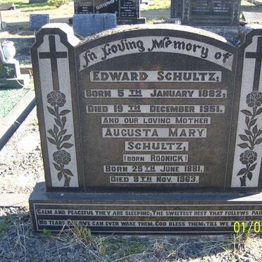 SCHULTZ Edward 1882-1951 &amp; Auguste Mary RODNICK 1881-1963