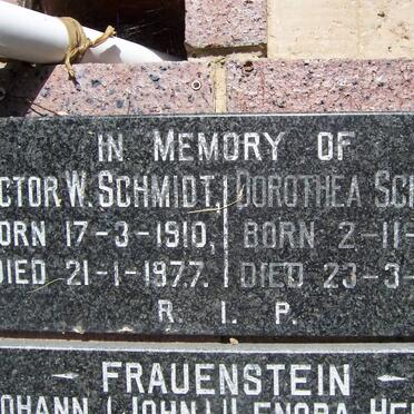 SCHMIDT Victor W. 1910-1977 &amp; Dorothea 1915-1989