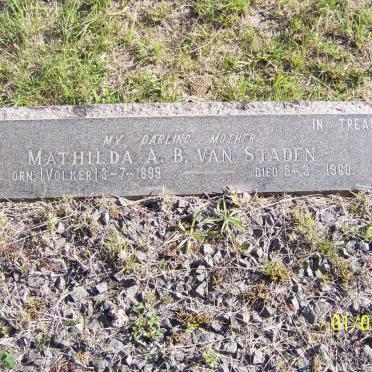 STADEN Mathilda A.B., van nee VOLKER 1899-1960