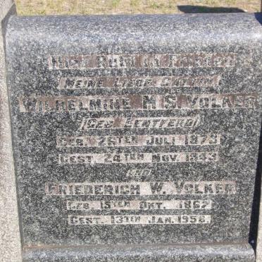 VOLKER Friedrich W. 1867-1958 &amp; Wilhelmine M.S. LENTFERD 1873-1943