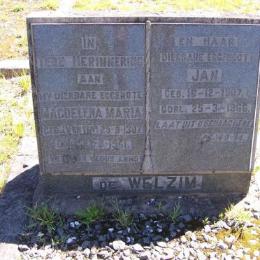 WELZIM Jan, de 1907-1966 &amp; Magdelena Maria VENTER 1907-1961