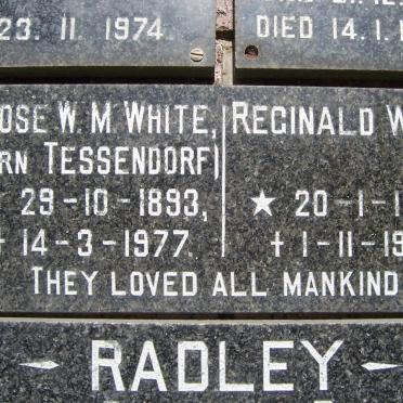 WHITE Reginald 1893-1978 &amp; Rose W.M. TESSENDORF 1893-1977