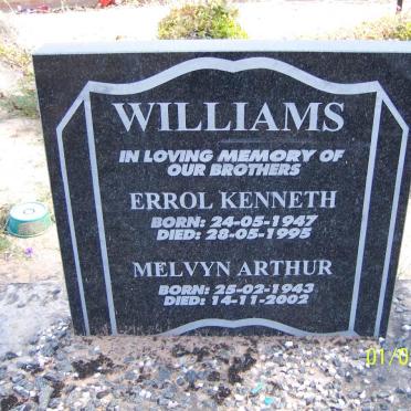 WILLIAMS Errol Kenneth 1947-1995 :: WILLIAMS Melvyn Arthur 1943-2002
