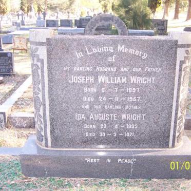 WRIGHT Joseph William 1897-1957 &amp; Ida Auguste 1899-1971
