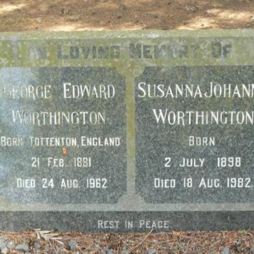 WORTHINGTON George Edward 1881-1962 &amp; Susanna Johanna 1898-1982