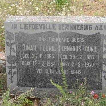 FOURIE Hermanus 1857-1927 &amp; Dinah 1865-1954