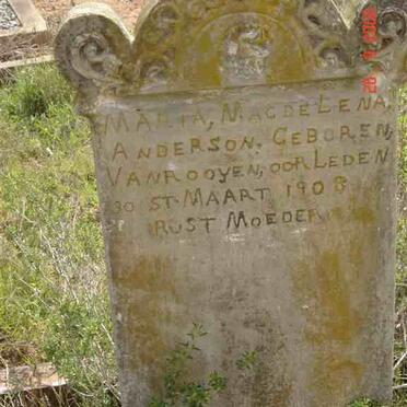 ANDERSON Maria Magdalena nee VAN ROOYEN -1908
