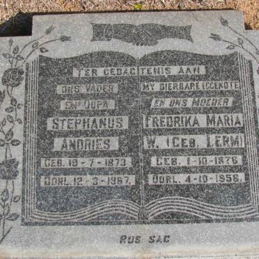 ALBERTS Stephanus Andries 1873-1967 &amp; Fredrika Maria W. LERM 1876-1956