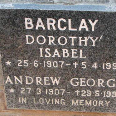 BARCLAY Andrew George 1907-1993 &amp; Dorothy Isabel 1907-1990