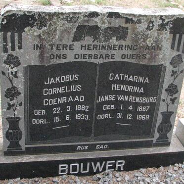 BOUWER Jakobus Cornelius Coenraad 1882-1933 &amp; Catharina Hendrina JANSE VAN RENSBURG 1887-1969