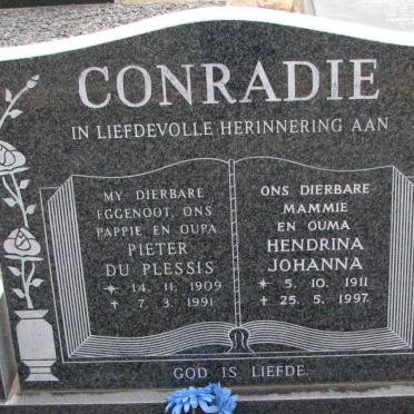 CONRADIE Pieter du Plessis 1909-1991 &amp; Hendrina Johanna 1911-1997