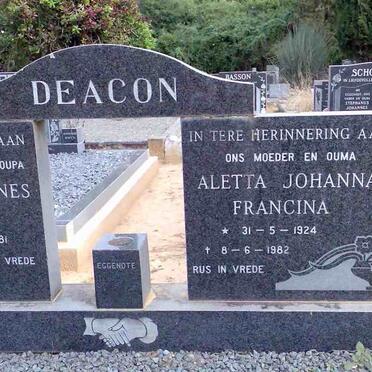 DEACON Aletta Johanna Francina 1924-1982