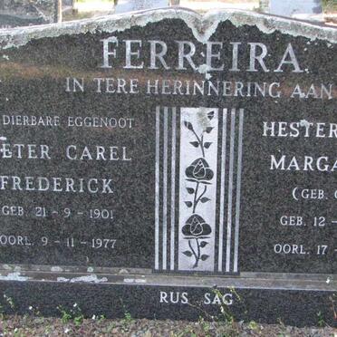 FERREIRA Pieter Carel Frederick 1901-1977 &amp; Hester Maria Margaretha CALITZ 1907-1983