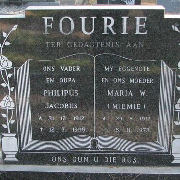 FOURIE Philipus Jacobus 1912-1995 &amp; Maria W. 1917-1973