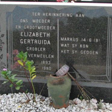 GROBLER Elizabeth Gertruida nee VERMEULEN 1893-1980