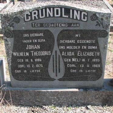 GRUNDLING Johan Wilhelm Theodoris 1885-1975 &amp; Alida Elizabeth NEL 1895-1969