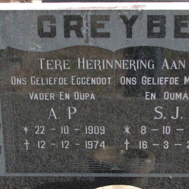 GREYBE A.P. 1909-1974 &amp; S.J. 1912-2002