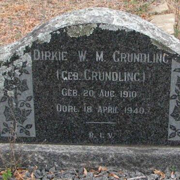 GRUNDLING Dirkie W.M. nee GRUNDLING 1910-1940
