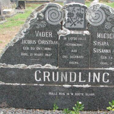 GRUNDLING Jacobus Christiaan 1880-1947 &amp; Susara Maria Susanna CALITZ 1883-1957
