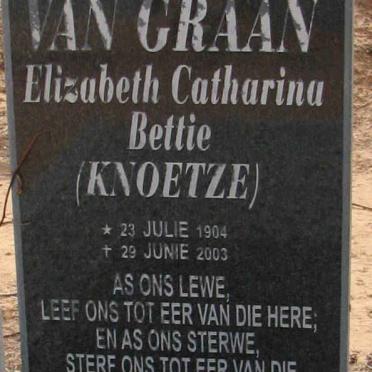 GRAAN Elizabeth Catherina, van nee KNOETZE 1904-2003