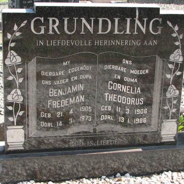 GRUNDLING Benjamin Fredeman 1905-1973 &amp; Cornelia Theodorus 1906-1986