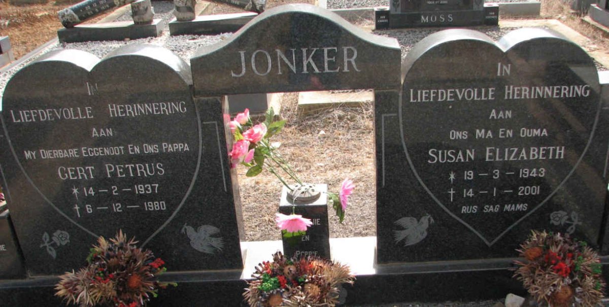 JONKER Gert Petrus 1937-1980 &amp; Susan Elizabeth 1943-2001