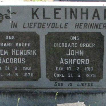 KLEINHANS Willem Hendrik Jacobus 1901-1978 :: KLEINHANS John Ashford 1913-1975 :: KLEINHANS Johannes Adolf 1908-1973