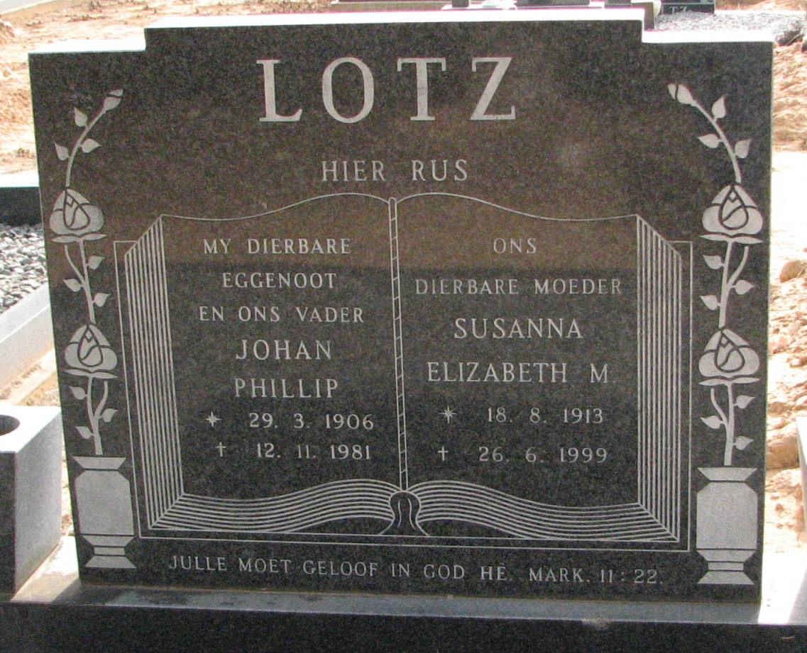 LOTZ Johan Philip 1906-1981 &amp; Susanna Elizabeth M. 1913-1999