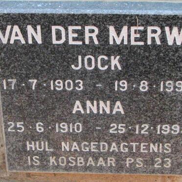 MERWE Jock, van der 1903-1992 &amp; Anna 1910-1998