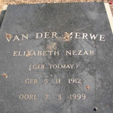 MERWE Elizabeth Nezar, van der nee TOLMAY 1912-1999