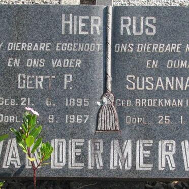 MERWE Gert P., van der 1895-1967 &amp; Susanna C. 1900-1976