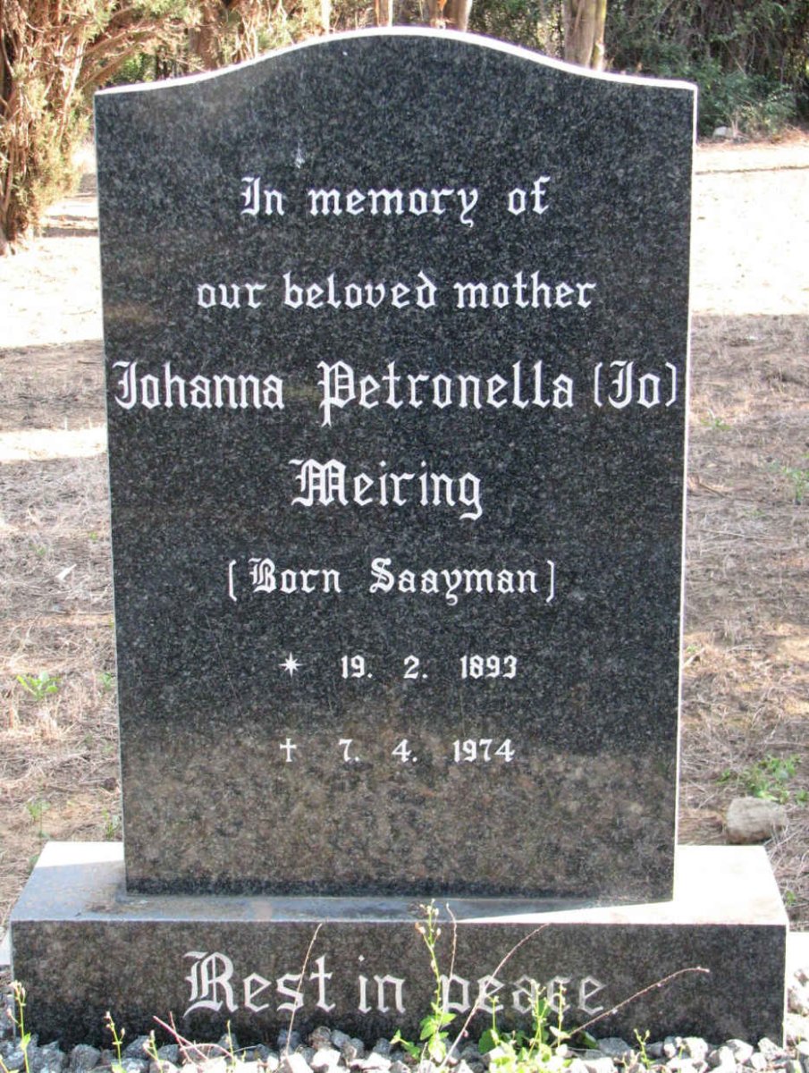 MEIRING Johanna Petronella nee SAAYMAN 1899-1974