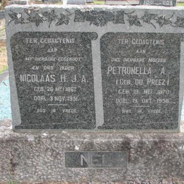 NEL Nicolaas H.J.A. 1867-1951 &amp; Petronella A. DU PREEZ 1870-1956
