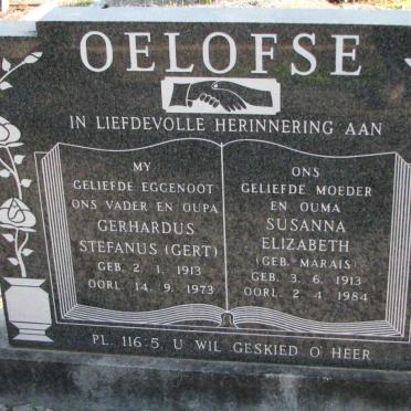 OELOFSE Gerhardus Stefanus 1913-1973 &amp; Susanna Elizabeth MARAIS 1913-1984