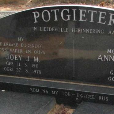 POTGIETER Joey J.M. 1911-1978 &amp; Anna Elizabeth 1914-1997