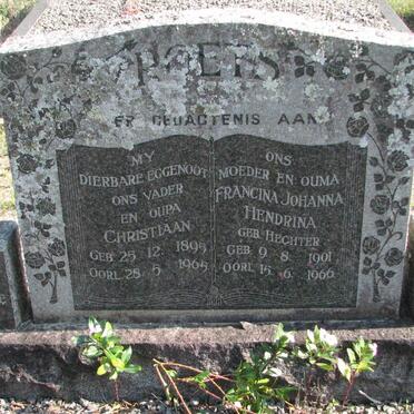 ROETS Christiaan 1895-1965 &amp; Francina Johanna Hendrina HECHTER 1901-1966