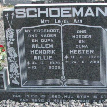 SCHOEMAN Willem Hendrik Willie 1929-2005 &amp; Hester 1928-2010