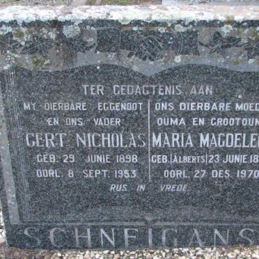 SCHNELGANSZ Gert Nicolas 1898-1953 &amp; Maria Magdelena ALBERTS 1898-1970