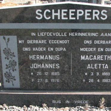 SCHEEPERS Hermanus Johannes 1885-1976 &amp; Magaretha Aletta 1889-1983