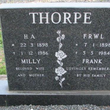 THORPE F.R.W.L. 1898-1984 &amp; H.A. 1898-1986
