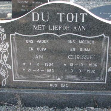 TOIT Jan, du 1904-1983 &amp; Chrissie 1906-1992