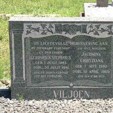VILJOEN Gerhardus Stephanus 1883-1951 &amp; Jacomina Christiana 1892-1980