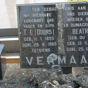 VERMAAK T.I. 1895-1969 &amp; Beatrix DU TOIT 1905-1990