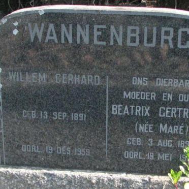WANNENBURG Willem Gerhard 1891-1959 &amp; Beatrix Gertruida MARE 1890-19??