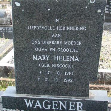 WAGENER Mary Helena nee HISCOCK 1901-1992