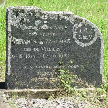 ZAAYMAN Sarah S.J. nee de VILLIERS  1875-1922