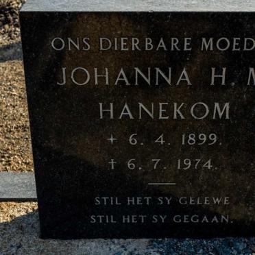 HANEKOM Johanna H.M. 1899-1974